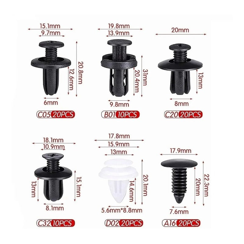 Grapa Kit Automotriz Universal Surtido Estuche 100 Pzs