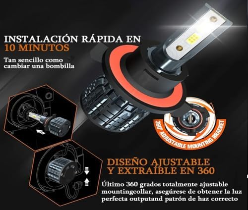 Kit 2 Bombillas LED Faros 2 Lados Luz Blanca Alta y Baja 32000LM 6000k Autos SUV Camioneta Motocicletas Universal Impermeable