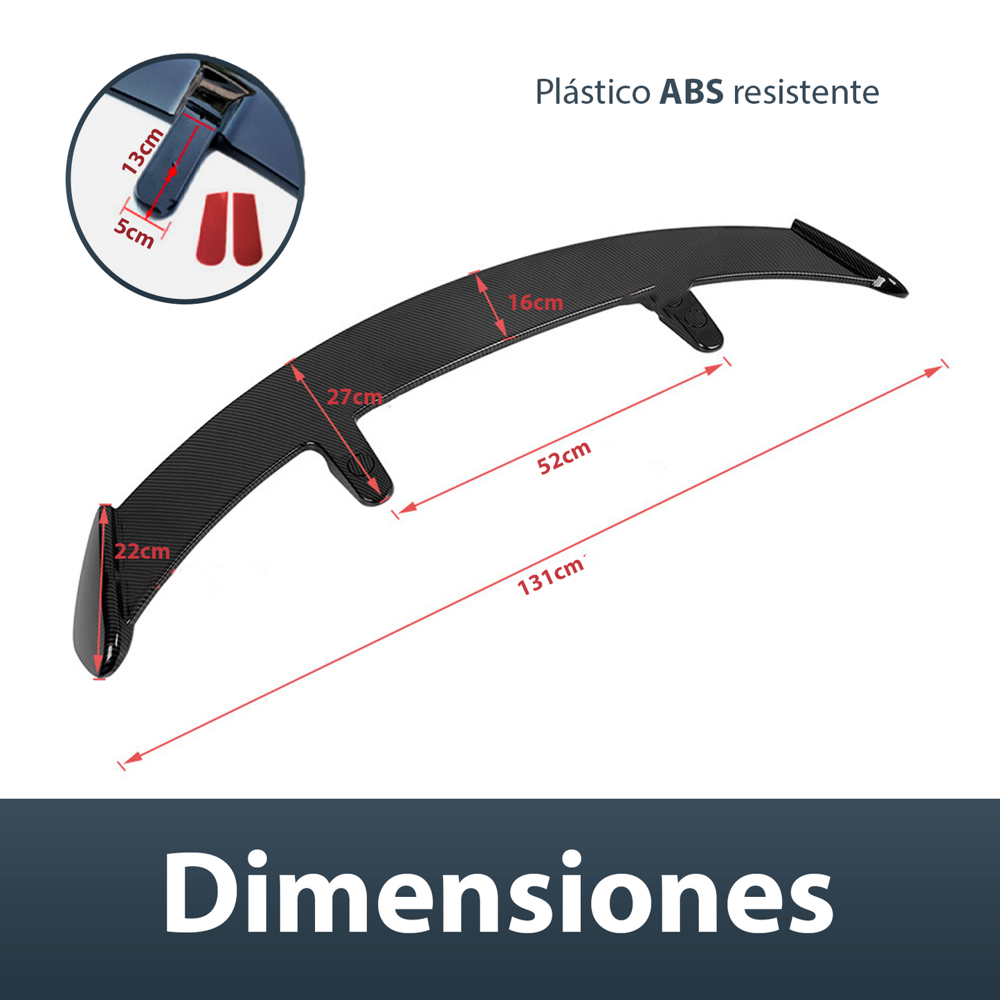 Aleron Hatchback Sport Fibra Carbono Embellecedor Universal