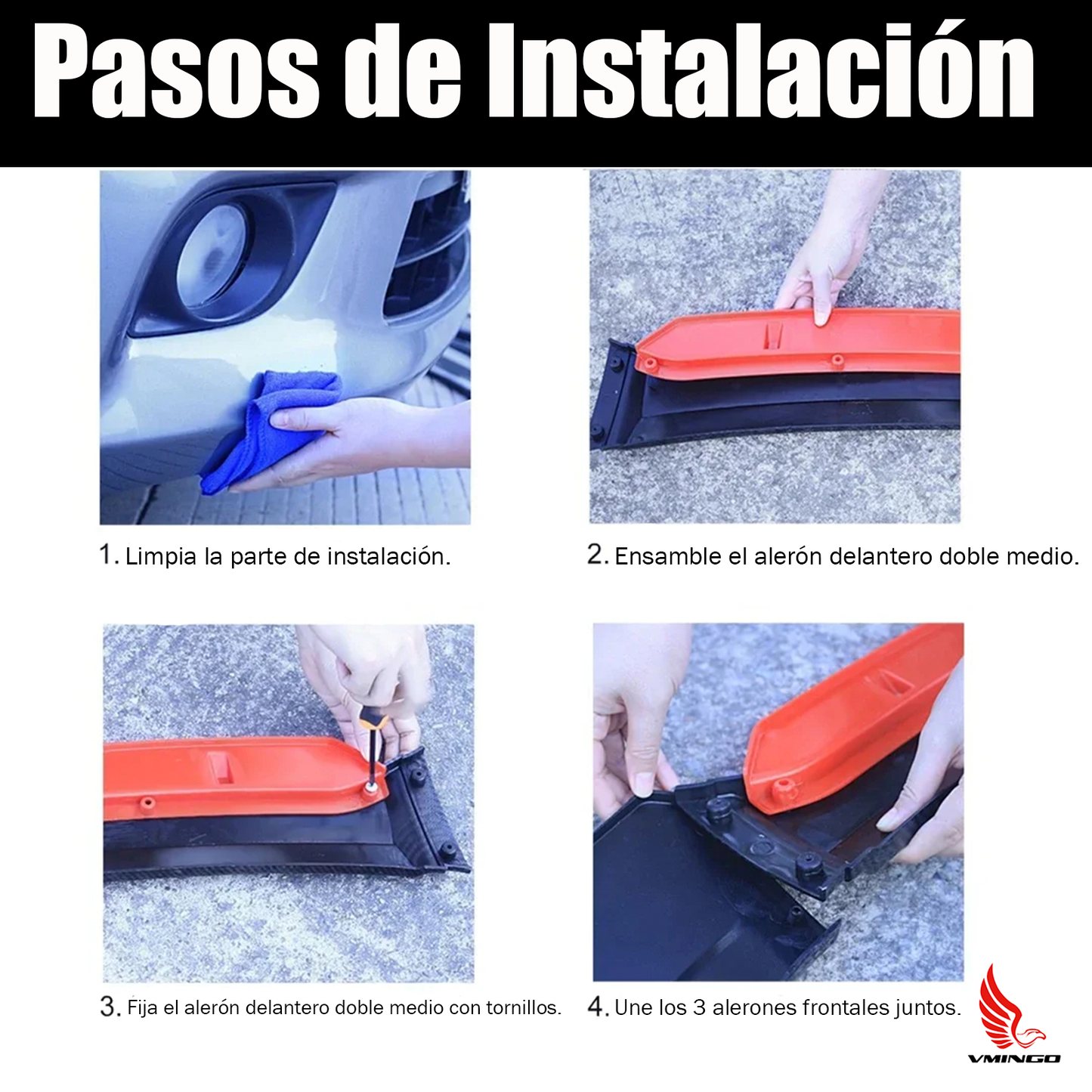 Lip Delantero Filo Color Facia Splitter Auto Universal 5 Pzs Deportivo Auto Carrocería Aleron Embellecedor
