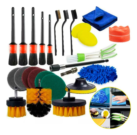 Kit Limpieza Coche Cepillo Esponja Automotriz Set 27pz 110v