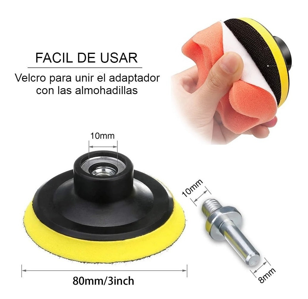 Kit Almohadillas Pulidora Esponja Pulir Encerar Borla 31 Pzs