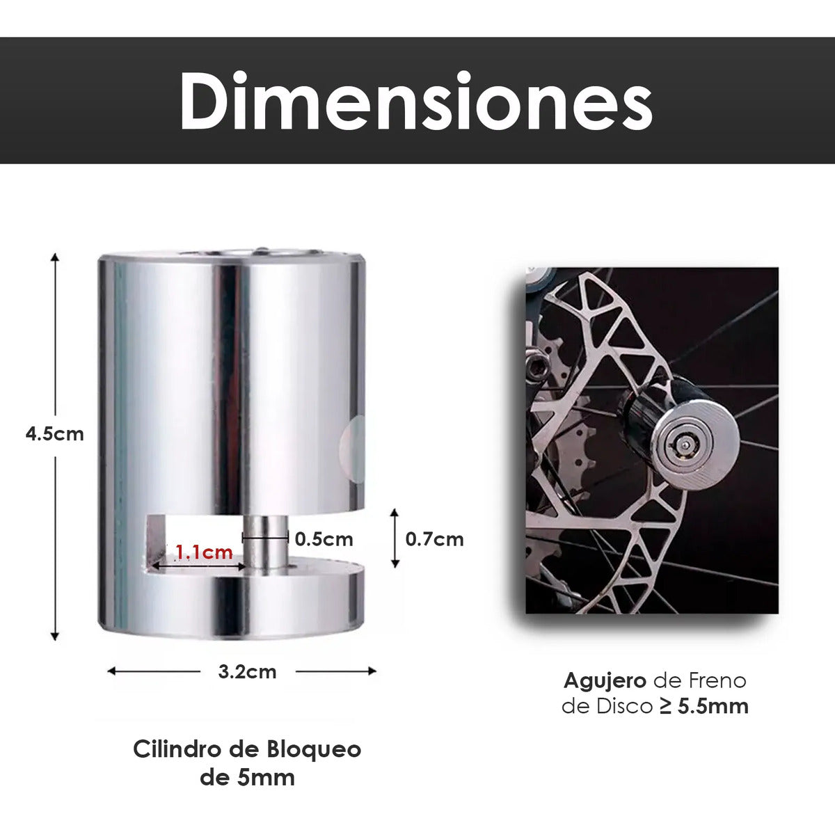 Candado Acero Bloqueo Freno Disco Moto Antirrobo Impermeable