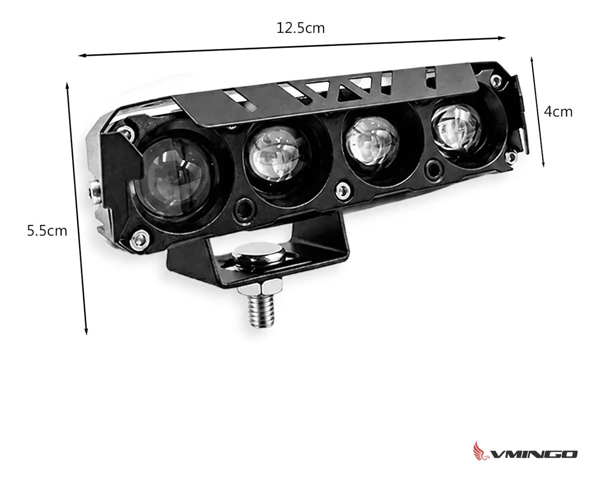 Faros Auxiliares Estrobo 4 Leds 4 Modos Opticas Lupa Luz 2pz