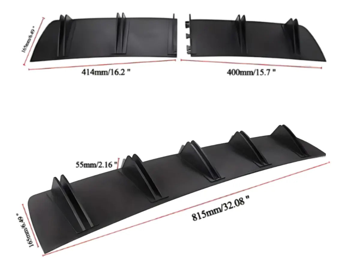 Spoiler Trasero Difusor Universal 5 Aletas Auto Bumper Facia