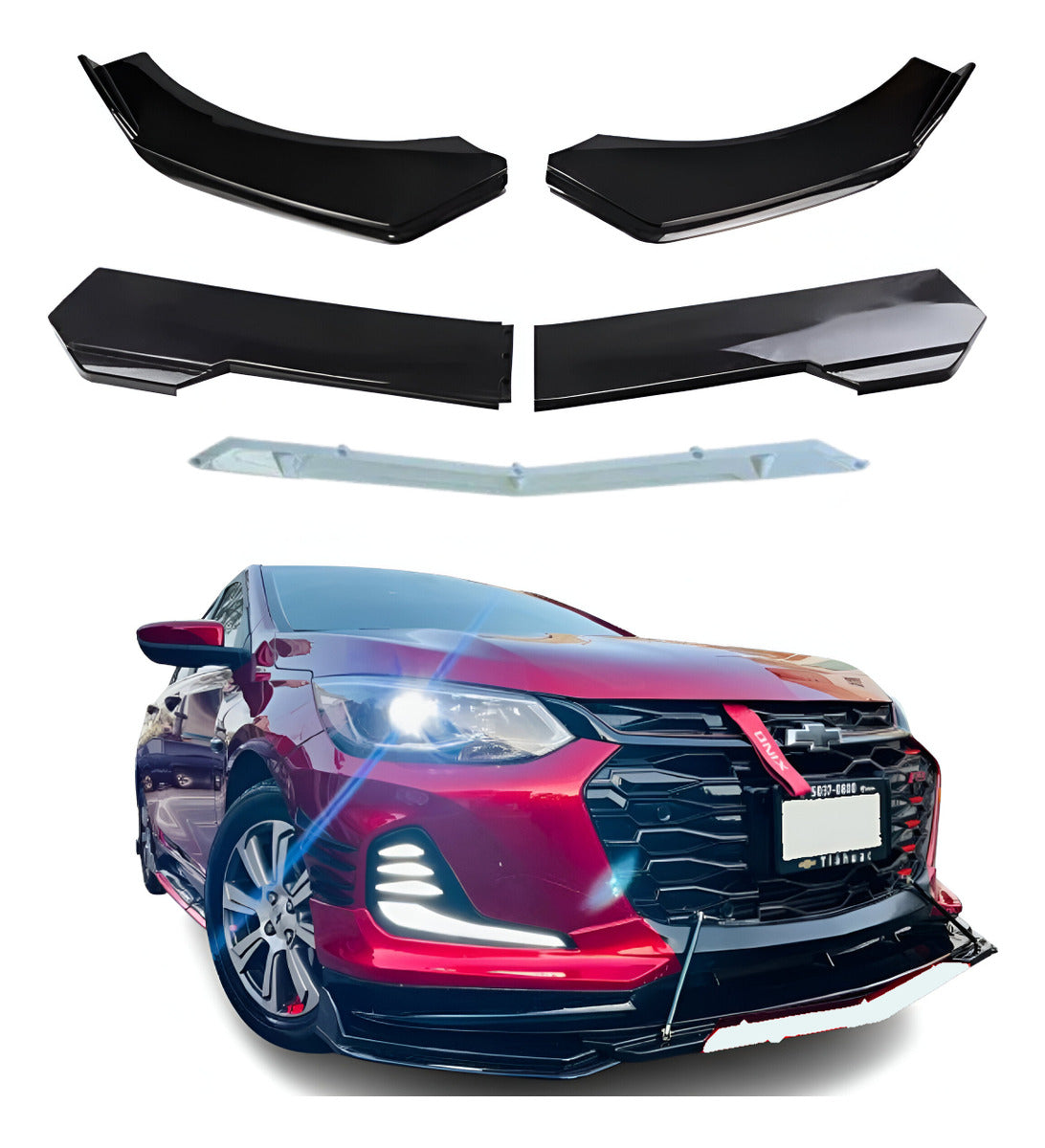 Lip Delantero Filo Color Facia Splitter Auto Universal 5 Pzs