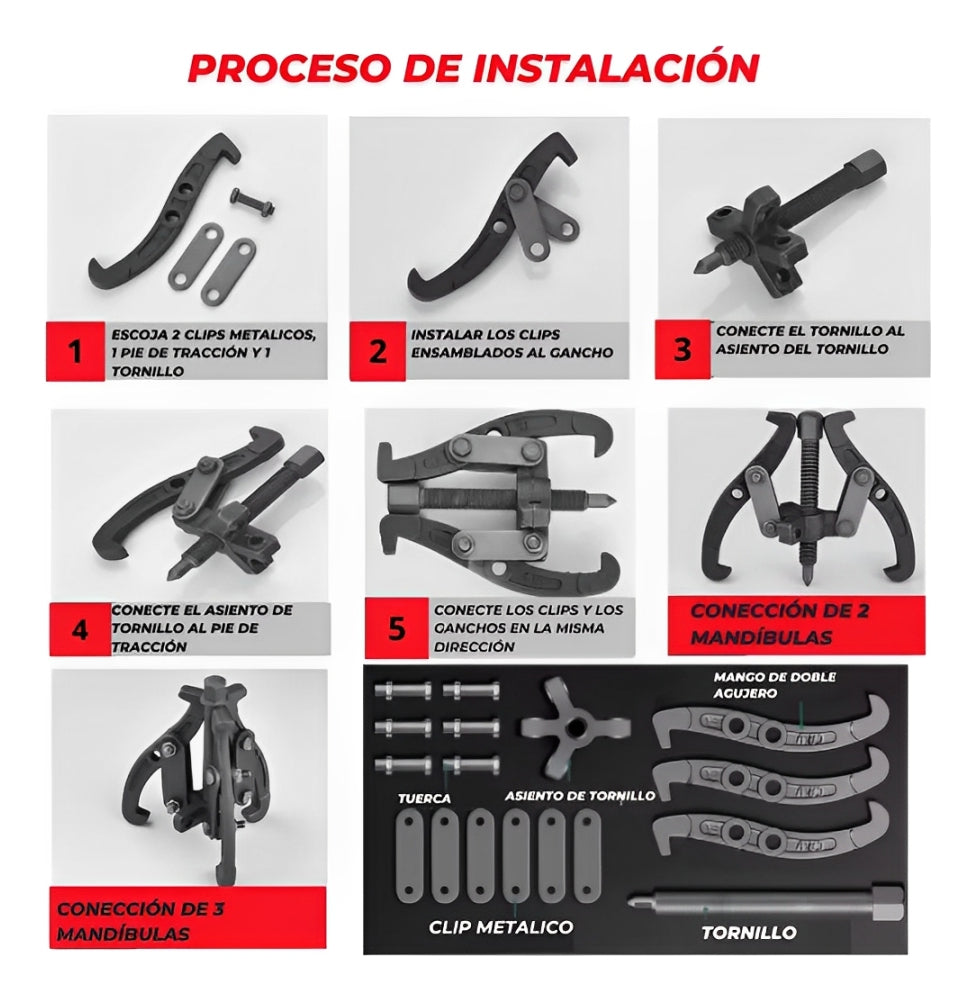Extractor Engranes Poleas Reversible Forja Brazo 3 Pulgadas