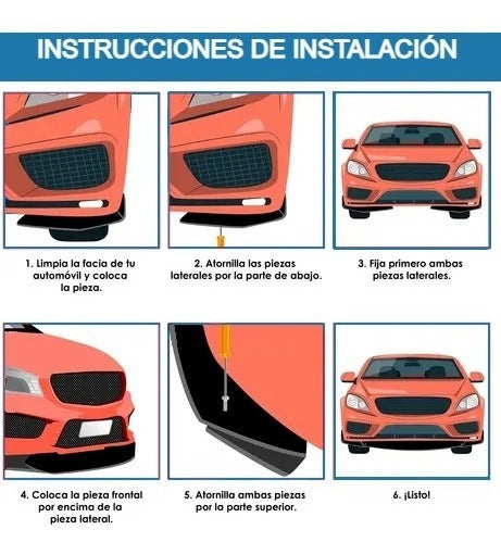 Lip Splitter Universal Plástico Facia Delantero 3 Piezas
