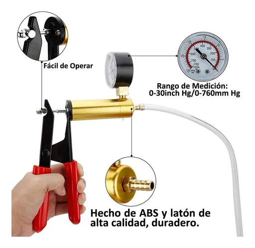 Kit Bomba Vacio Manual Purgador Frenos Manometro Auto Moto