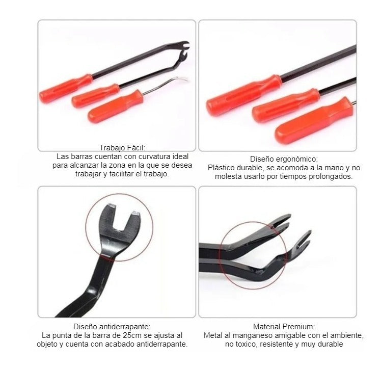 Kit Herramientas Desmontaje Molduras Auto Faros Estereo 19pz
