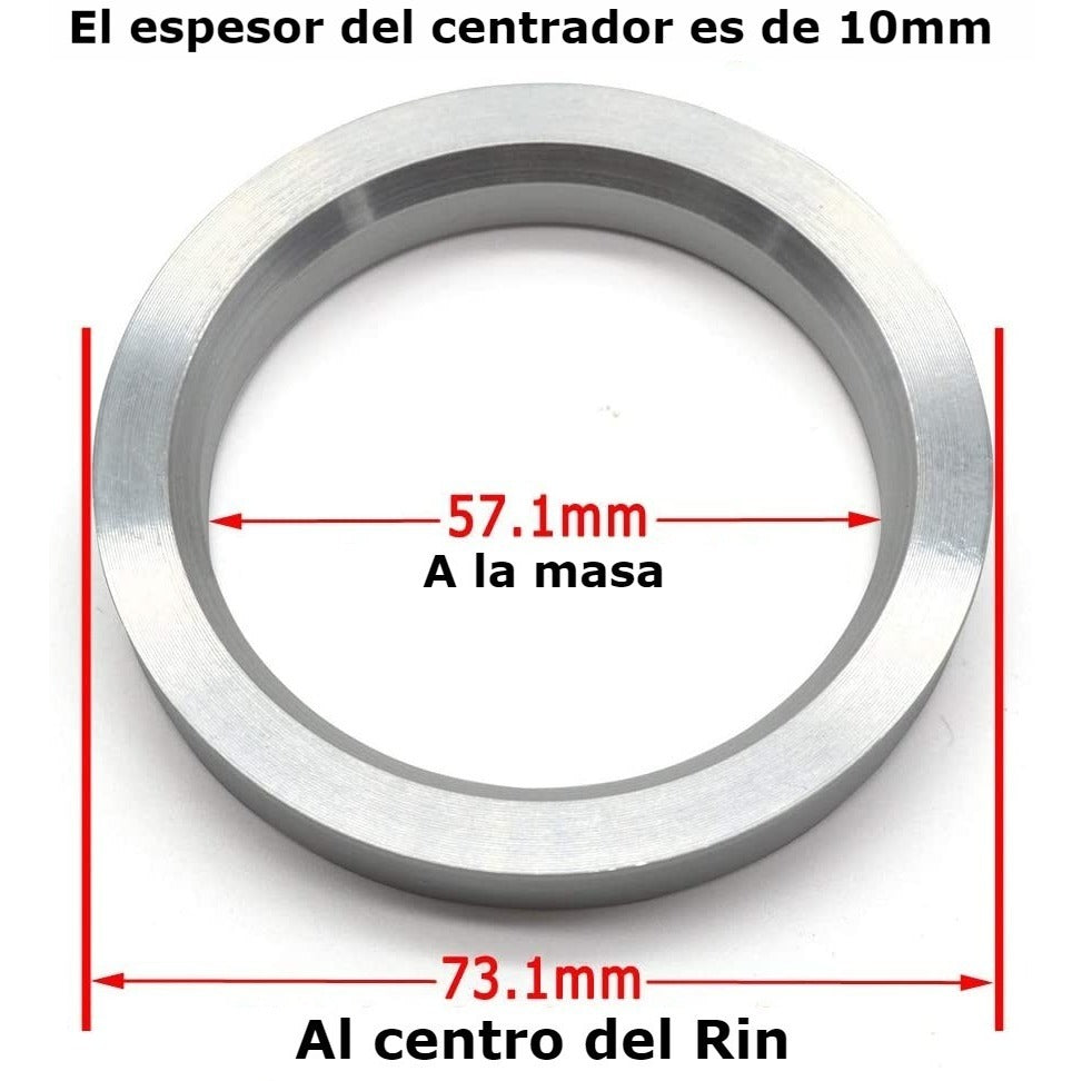 Centrador Rin 57.1 - 73.1 Grande Aluminio Vw Audi Seat