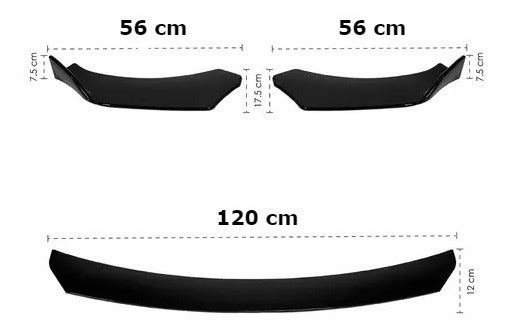 Lip Splitter Universal Plástico Facia Delantero 3 Piezas