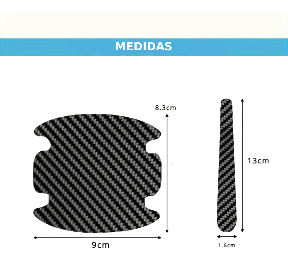 Protector Manija Vinil Fibra Carbono Auto Universal 8pzs