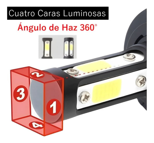 Kit Faros Delanteros Led 4 Lados Auto Moto 9007 H4 H13 9004