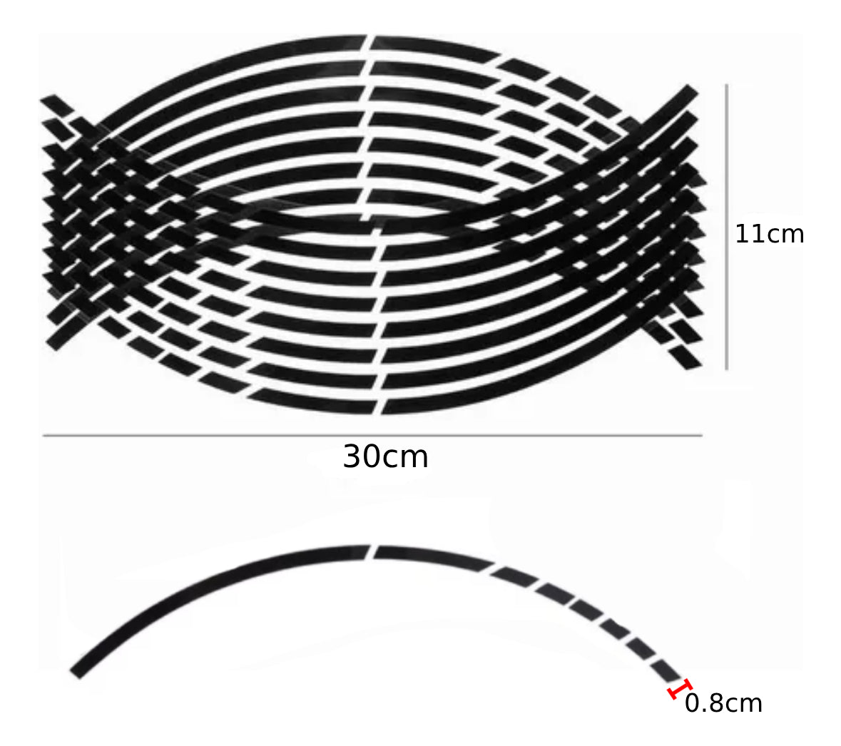 Tira Cortes Reflejante Cinta Pegatina Auto Moto Rin 15-18