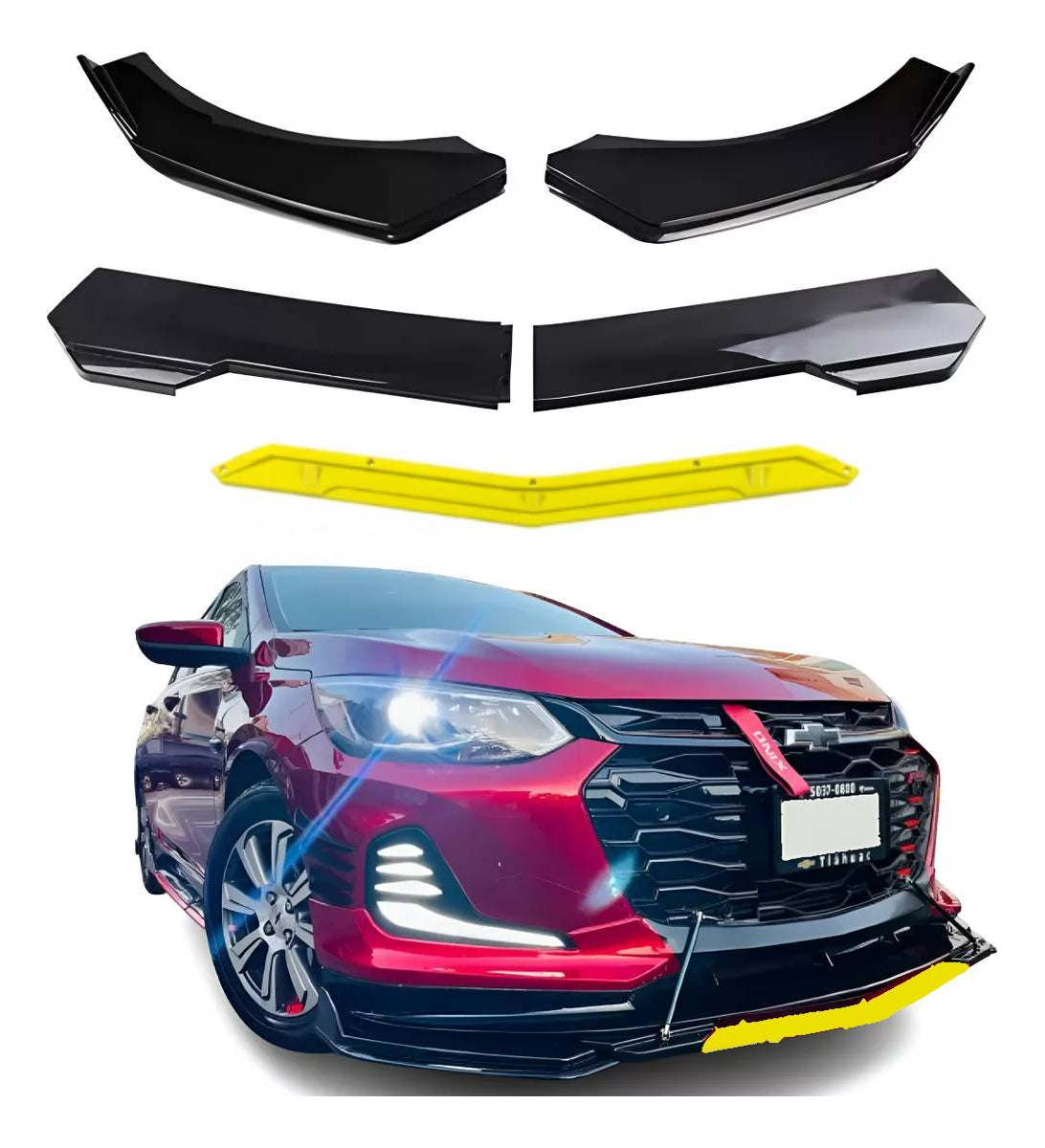 Lip Delantero Filo Color Facia Splitter Auto Universal 5 Pzs