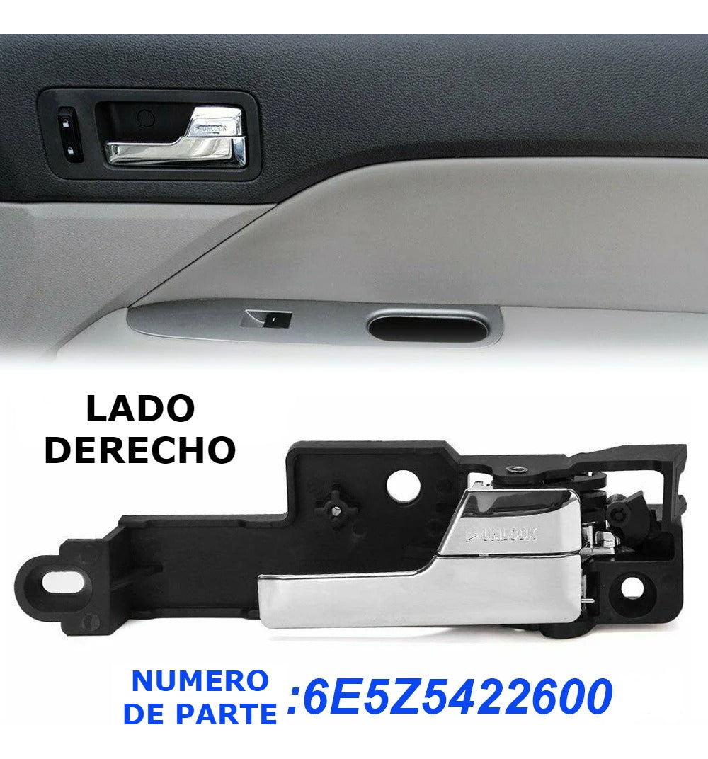 Manija Ford Fusion 2006-2012 Puerta Interior 4piezas Cromada
