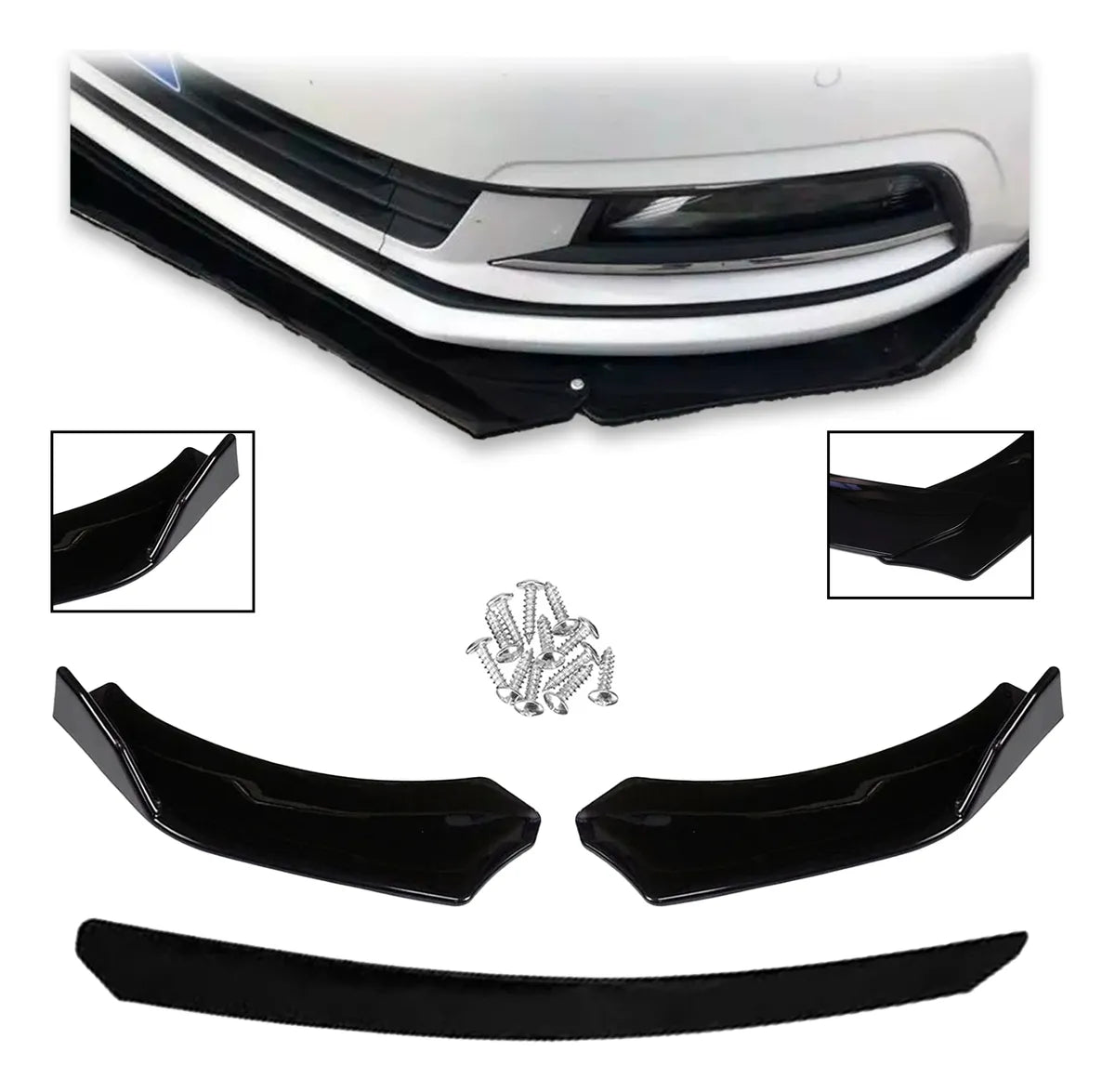 Lip Splitter Universal Plástico Facia Delantero 3 Piezas