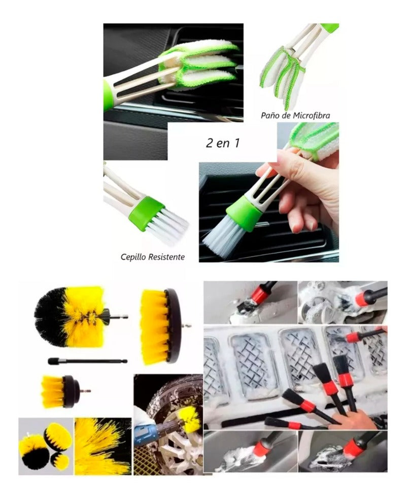 Kit Limpieza Coche Cepillo Esponja Automotriz Set 27pz 110v