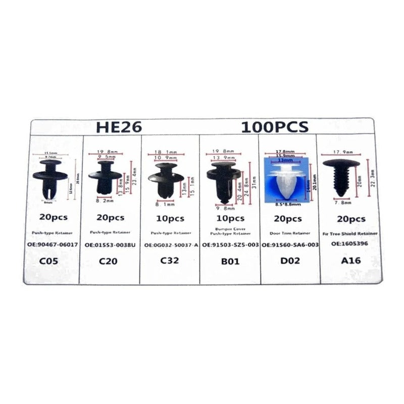 Grapa Kit Automotriz Universal Surtido Estuche 100 Pzs