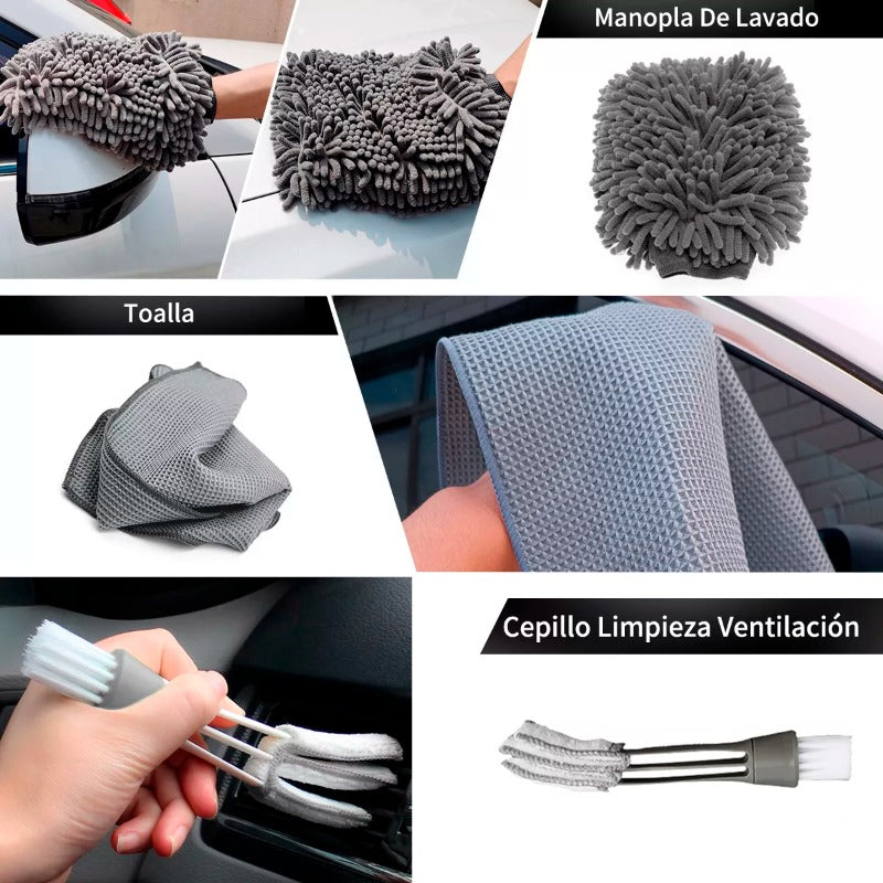 Kit Limpieza Coche Cepillo Esponja Automotriz Set 27pz 110v
