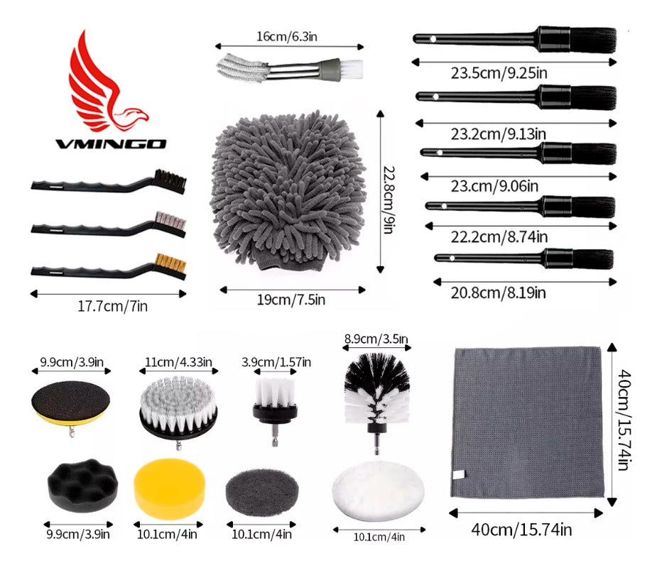 Kit Limpieza Coche Cepillo Esponja Automotriz Set 27pz 110v