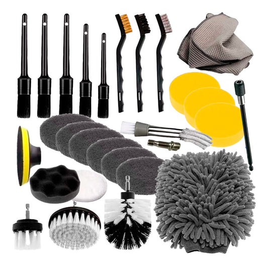 Kit Limpieza Coche Cepillo Esponja Automotriz Set 27pz 110v