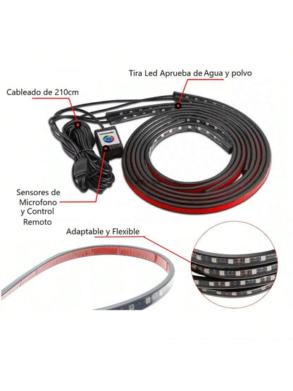 Vmingo Coche Chasis Tira Led RGB App Tunning Auto Decorativa 4pzs  Control Remoto Multicolor Chasis IOS Android  Vmingo Mexico