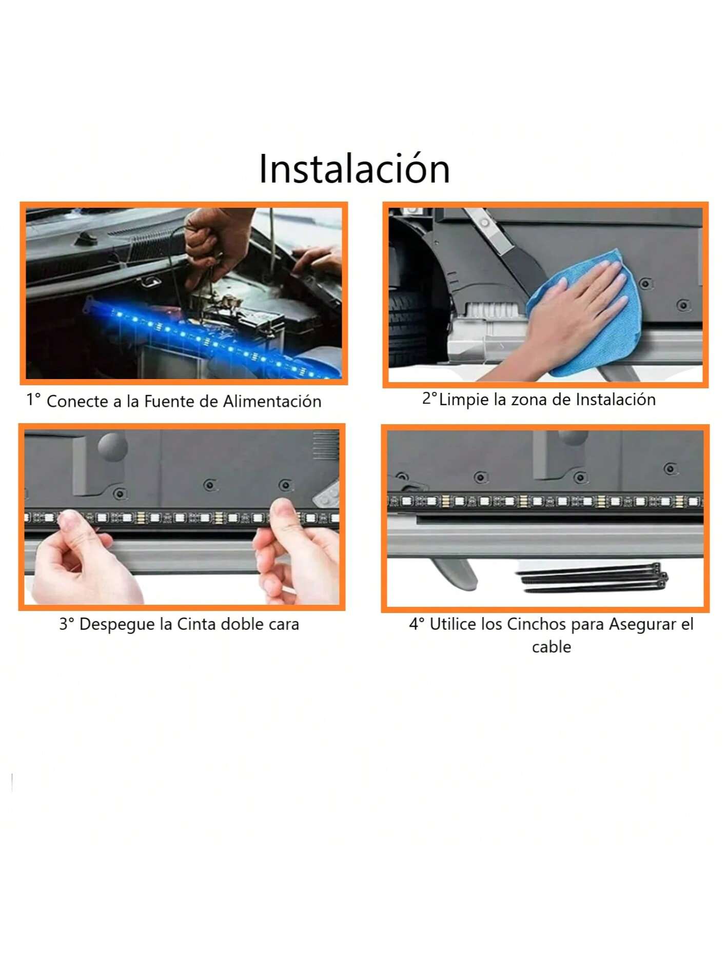 Vmingo Coche Chasis Tira Led RGB App Tunning Auto Decorativa 4pzs  Control Remoto Multicolor Chasis IOS Android  Vmingo Mexico