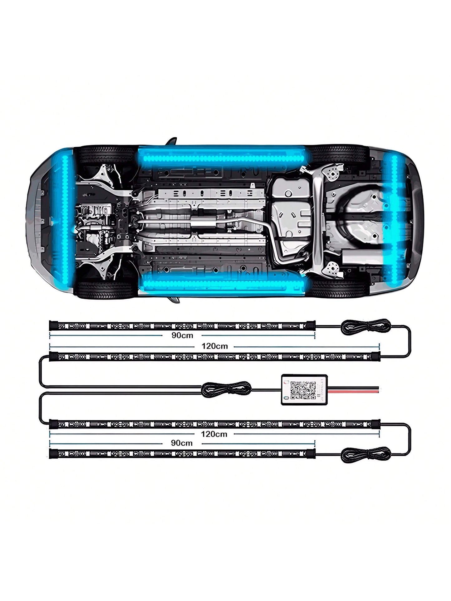 Vmingo Coche Chasis Tira Led RGB App Tunning Auto Decorativa 4pzs  Control Remoto Multicolor Chasis IOS Android  Vmingo Mexico