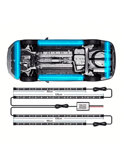 Vmingo Coche Chasis Tira Led RGB App Tunning Auto Decorativa 4pzs  Control Remoto Multicolor Chasis IOS Android  Vmingo Mexico