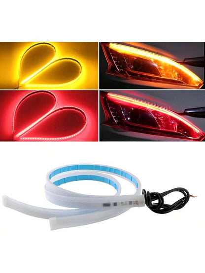 Par Tira Led Drl Flexible Direccional Secuencial Auto/Moto 60cm Compatibilidad Universal 12V impermeable IP65