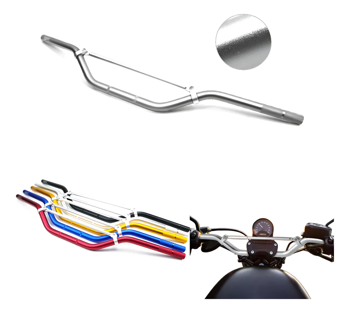 Manubrio Metalico Moto Universal Deportivo Aluminio 1 Pz