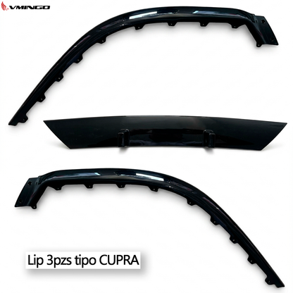 Lip Delantero Tipo Cupra Leon Seat Ibiza Universal Negro 3pz