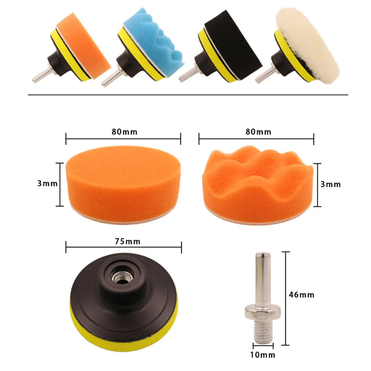 Kit 11 Pz Esponjas Borlas Para Pulir Auto Taladro 3 Pulgadas