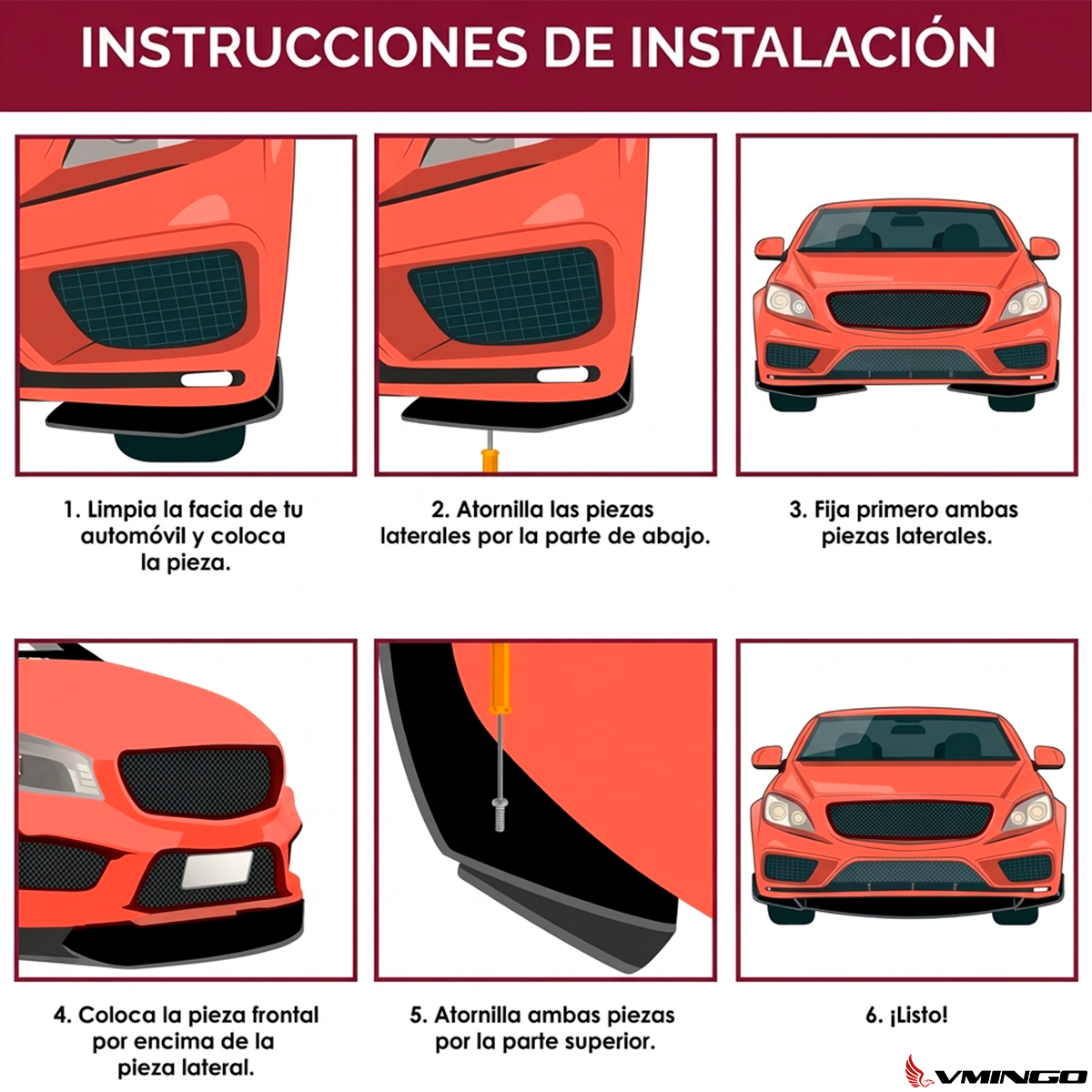 Lip Delantero Universal Arco Filo Color Facia Splitter 5pzs