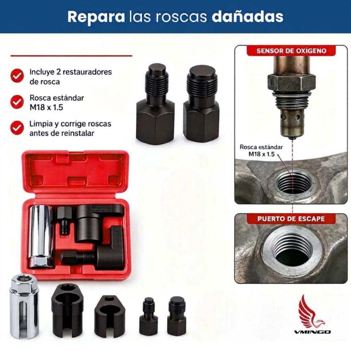 Dado Extractor Sensor Oxigeno Auto Kit 5 Pzs Universal Acero