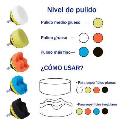 Kit 11 Pz Esponjas Borlas Para Pulir Auto Taladro 3 Pulgadas
