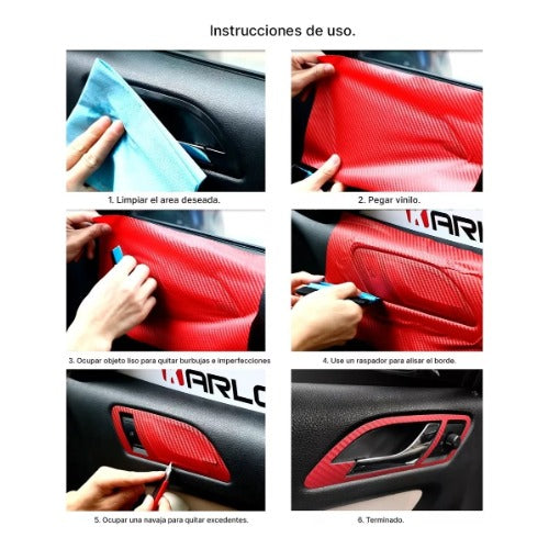 Vinil 6d Fibra Carbono Auto Impermeable Adhesivo 50 Cm X 3 M