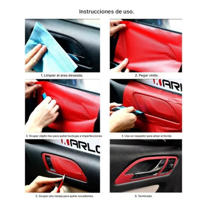 Vinil 6d Fibra Carbono Auto Impermeable Adhesivo 50 Cm X 3 M