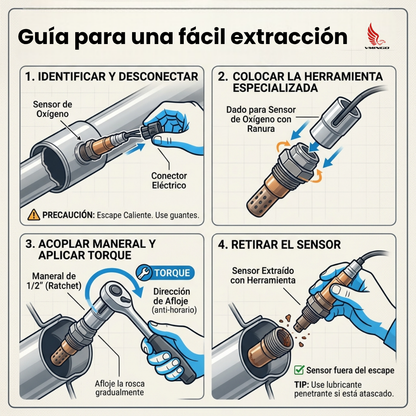 Dado Extractor Sensor Oxigeno Auto Kit 5 Pzs Universal Acero