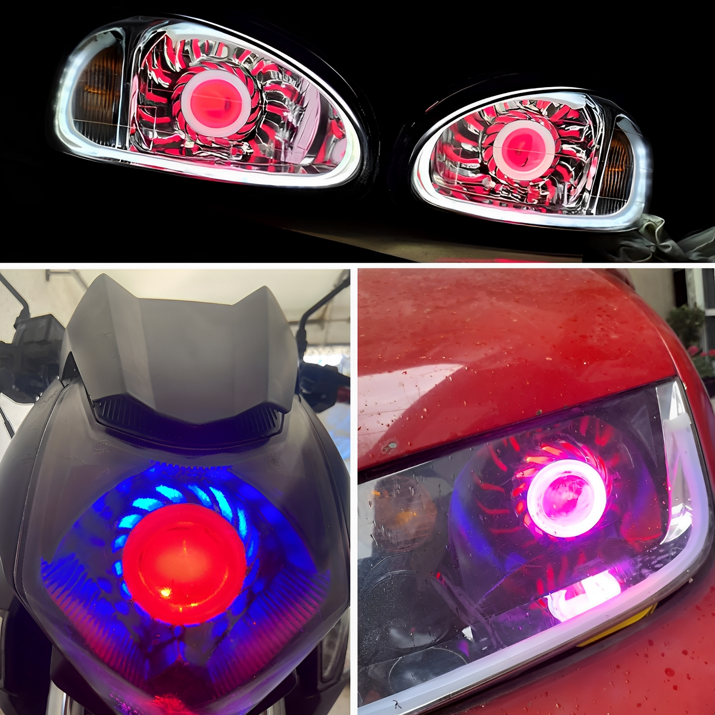 Faro Ojo Angel Y Demonio Lupa Led Moto Auto