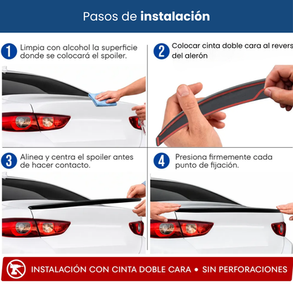 Aleron Cola De Pato Auto Cajuela Universal Negro Piano 120cm