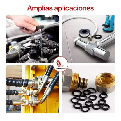 Vmingo Estuche O-ring kit 24 Tamaño 1200pz Anillo Goma Junta Sello liga Presión