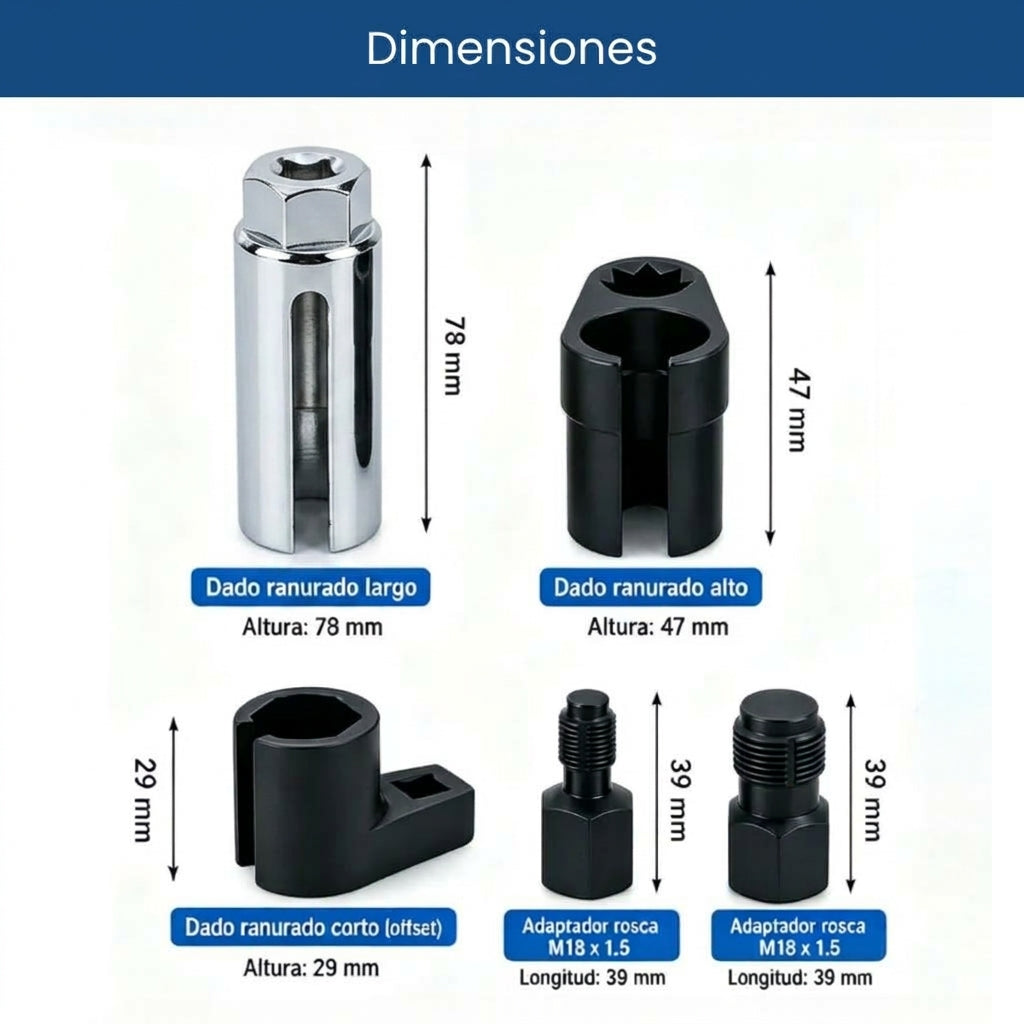 Dado Extractor Sensor Oxigeno Auto Kit 5 Pzs Universal Acero