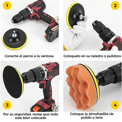 Kit 11 Pz Esponjas Borlas Para Pulir Auto Taladro 3 Pulgadas