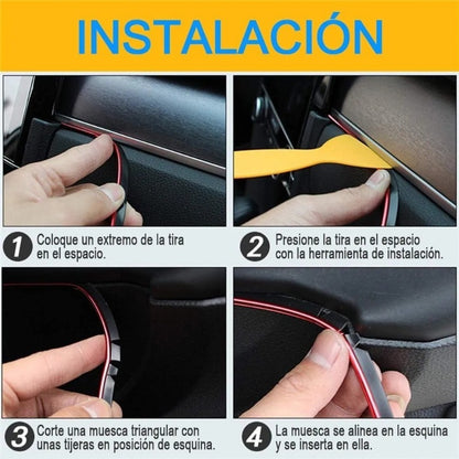 Moldura Interior Vista Decorativa Brillante Metálica 5m Auto