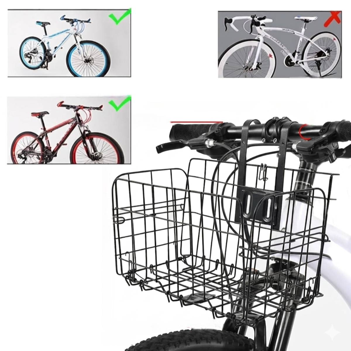 Canasta Bicicleta Soporte Plegable Canastilla Rejilla Acero