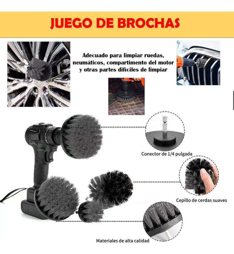 Kit Limpieza Coche Cepillo Esponja Automotriz Set 27pz 110v