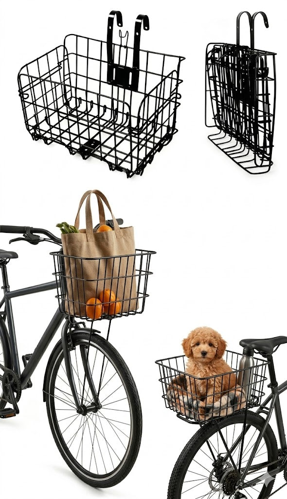 Canasta Bicicleta Soporte Plegable Canastilla Rejilla Acero
